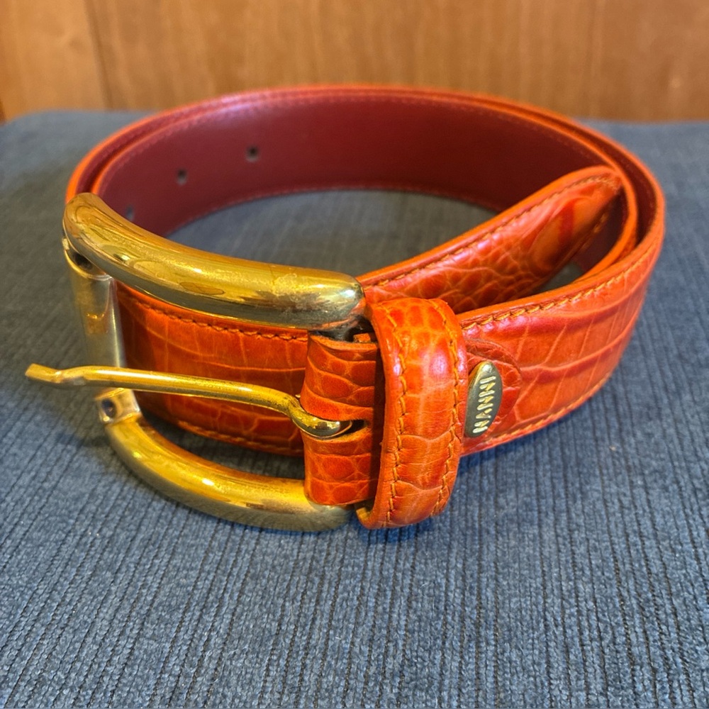 Nanni Milano made in Italy, orange croc belt size 70, US 28